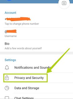 Telegram app security options